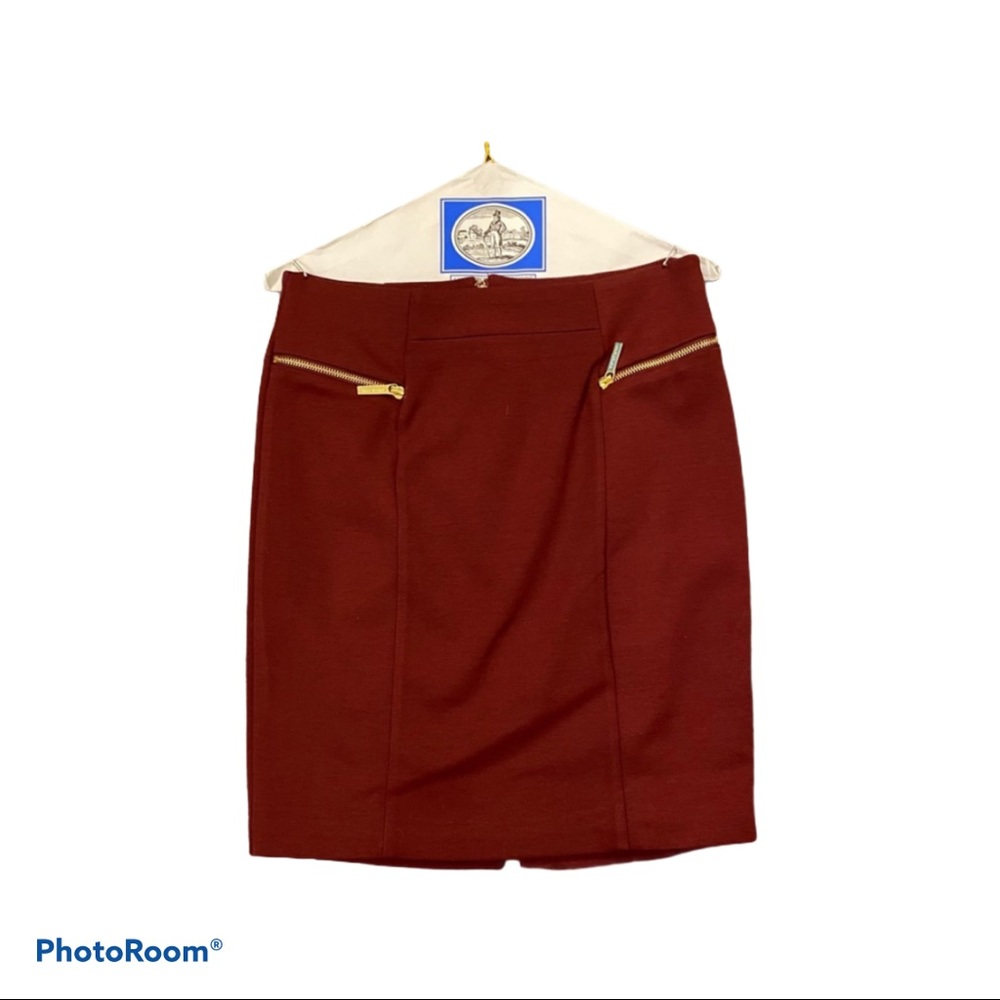 Michael Kors Maroon Skirt with Gold Zipper Details